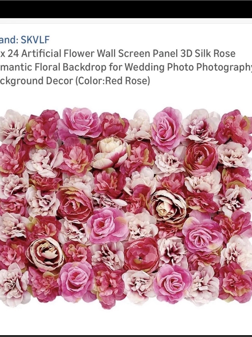 Pink Red Artificial Flower Wall Panel - Romantic Floral Backdrop